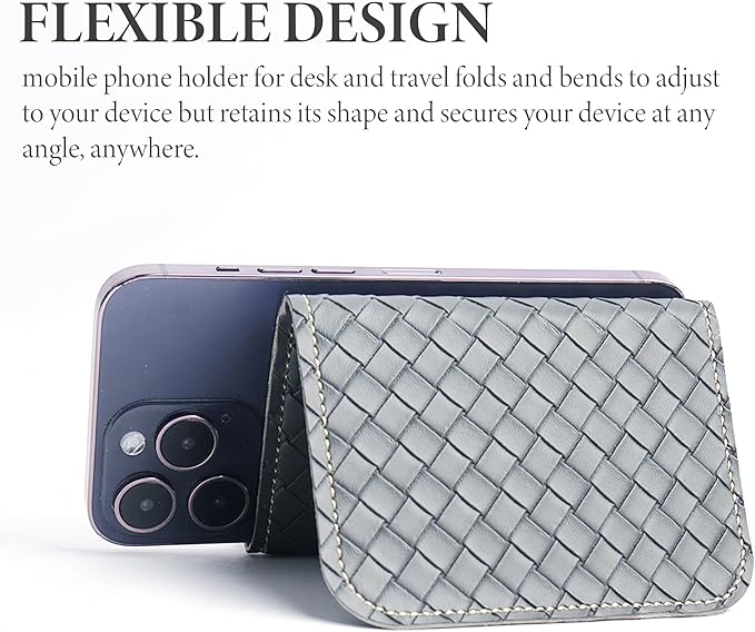 QIELIZI Airplane Travel Essentials for Flying Flex Flap Cell Phone Holder & Flexible Tablet Stand for Desk, Bed, Treadmill, Home & in-Flight Airplane Travel Accessories(1-Woven Grey)