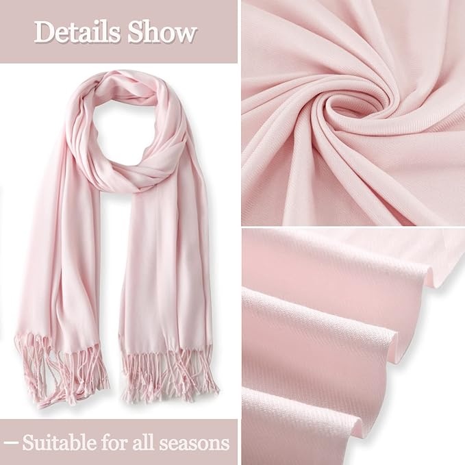 Soft Silky Pashmina Shawl Wraps Solid Colors Scarf for Wedding Evening Dresses