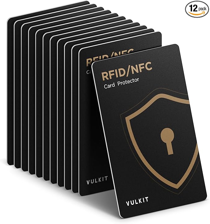 VULKIT RFID Blocking Cards 12 Pack Credit Card Protectors NFC Contactless Cards Protection for Business & Travel Wallet