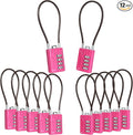 SEPOX® Resettable 4-Digit Combination Padlock, 18cm Compact Vinyl Steel Cable – Multipurpose Lock for Gym Locker, Suitcase, Mini Toolbox – Pink Gym Essentials for Women 12 Pack