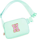Uygafly Belt Bag Fanny Pack Crossbody Bags with Initials Letter Patch Cute Stuff Birthday Gifts for Teenager Girls Trendy Stuff for Teens | Light Green,H