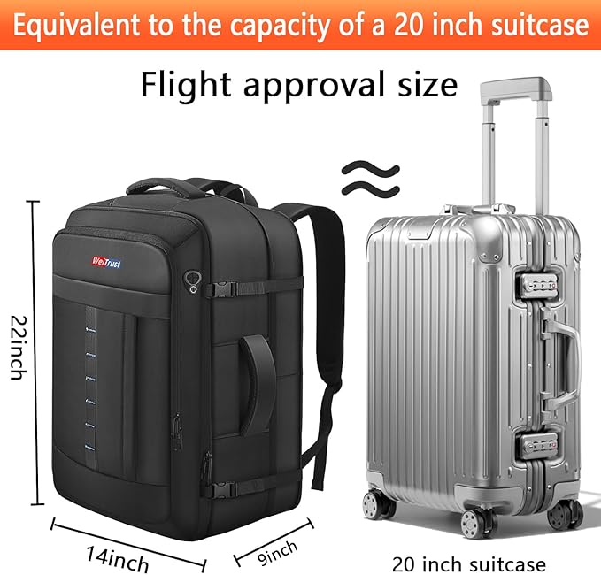 Travel Laptop Backpack, 50-60L Large Expandable Suitcase-Style Backpack for Business & Daily Travel, Carry-On Friendly with Side Water Bottle Pockets, Fits 18-Inch Laptops