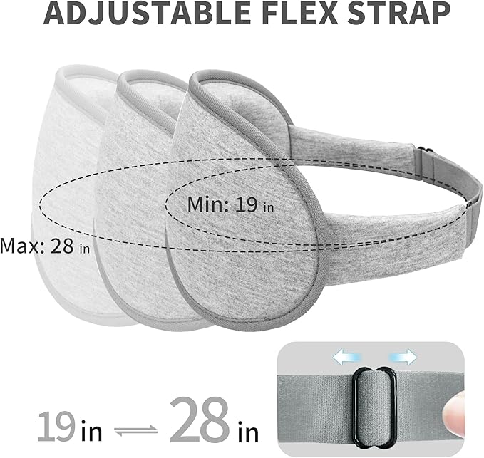 3D Sleep Mask for Men Women 2 Pack, Blackout Eye Mask for Sleeping Eye Mask for Side Sleeper, Memory Foam Adjustable&Washable, Airplane Travel Essentials Couples Yoga Meditation Office Black & Gray