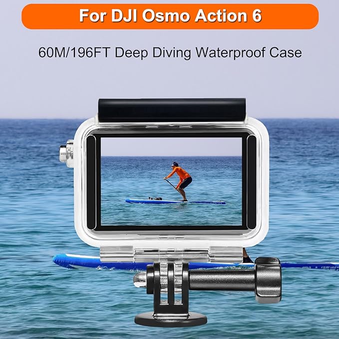 BO&DQQ Underwater Waterproof Case Compatible with DJI Osmo Action 6 Camera, 196FT/60M Dive Diving Housing Cover Shell with Anti-Fog Inserts Accessories
