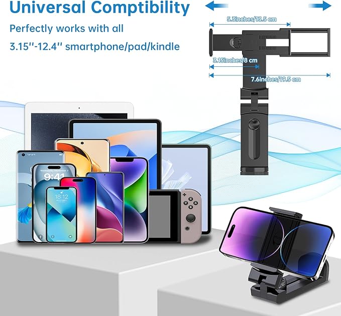 Universal Airplane Tablet Holder Mount, Travel Stand, Handsfree Travel with Multi-Directional 360 °Rotation for Flying, Desk, Study (3.15-12.4in)