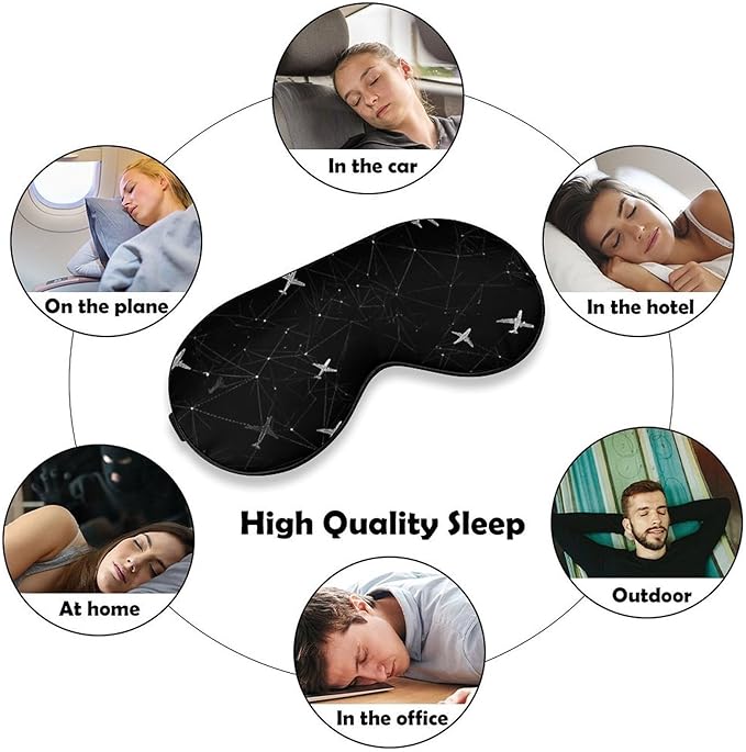 Airplane Plane Sleep Mask Adjustable Blackout Night Eye Cover for Travel Work