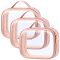PACKISM TSA Approved Toiletry Bag 3 Medium, 3-1-1 Compliant Clear Makeup Bag with Handle, Quart Size Toiletry Bags Fit Carrv-on Travel Essentials, Water Resistant PVC, Rose Pink