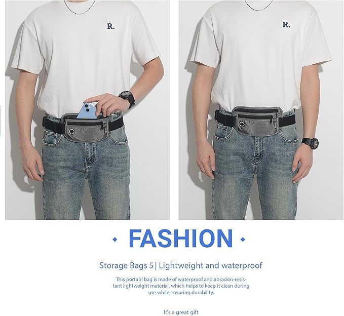 Slim Money Belt for Travel - Anti-Theft Hidden Passport Holder Waist Wallet with Secure Pouch for Cash, Credit Cards (Small Grey)