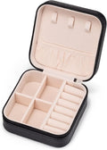 Mini Jewelry Travel Case,Small Jewelry Box,Traveling Jewelry Organizer,Portable Jewellery Storage Holder for Rings Earrings Necklace Bracelet Bangle Organizer,Boxes for Girls Women(PU-Black)