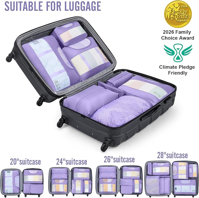 Veken 10 Set Packing Cubes for Travel Essentials, Suitcase Organizer Bags in 4 Sizes, Carry-On Luggage Accessories with Large Laundry Bag & Passport Holder, Must-Have for Airplane, Road Trip & Camping