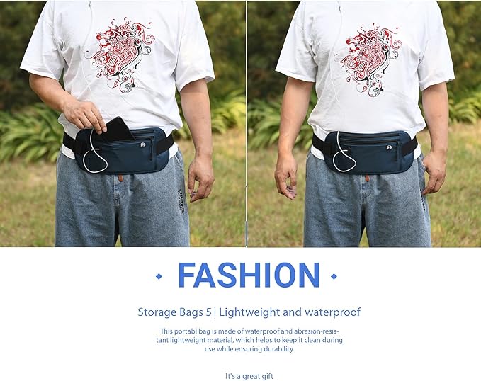 TRAVELSAFE Slim RFID Blocking Money Belt for Travel - Anti-Theft Hidden Passport Holder Waist Wallet with Secure Pouch for Cash, Credit Cards & Phone Safe (Navy Blue)