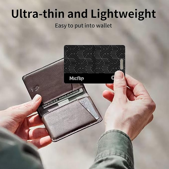 Wallet Tracker Card [Apple MFi Certified] (iOS and Android) Bluetooth Tracker Card, 0.07in Rechargeable Smart Tracking Card Work with Apple Find My, Keys, Luggage Tags, Bags, Passports, Purse(1 Pack)