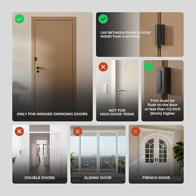 Greatalent 5Pack Home Security Door Reinforcement Lock Childproof, Door Locks for Kids Safety, Door Lock Latch Stopper for Front Door Inside Top of Door, Aluminum Construction Finish