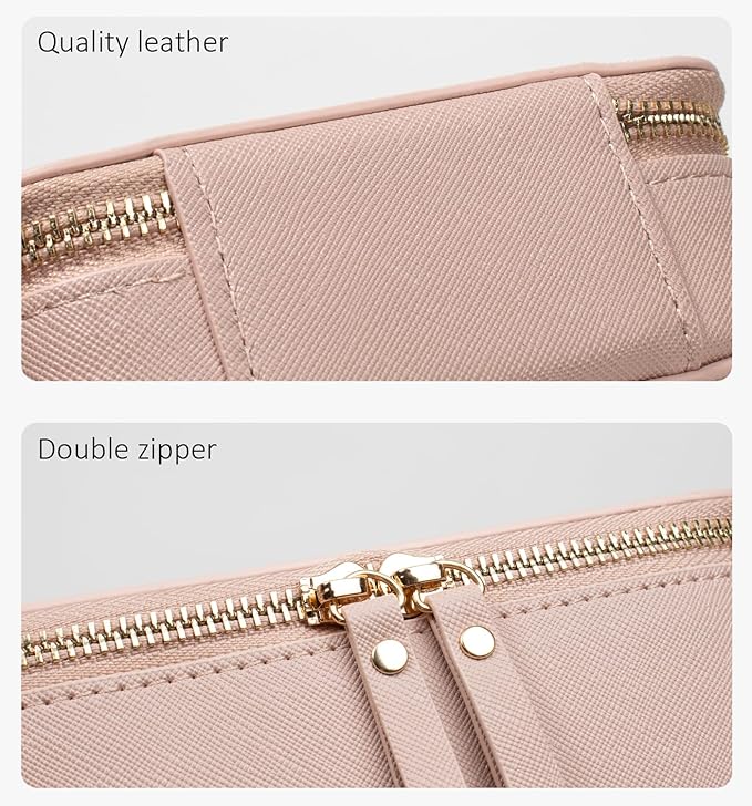 LETGO Clear Makeup Bags - TSA Approved Toiletry Bags with Zipper, Makeup Organizer for Carry-on Travel Essentials, Cosmetic Bags for Women & Men (Mini Nude)