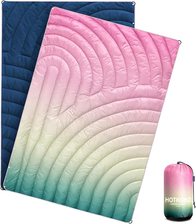 Mini Camping Blanket, Puffy Polar Fleece Blanket Lightweight Warm Outdoor Blanket for Camping,Traveling, Stadium, Hiking, Picnics