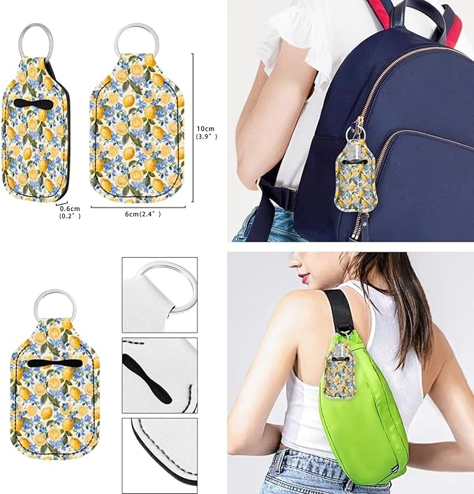 Suobstales 3Pcs Travel Bottles Keychain Holder Set,Travel Bottle Sleeves+Neoprene Chapstick Holders+Lanyard Keychain
