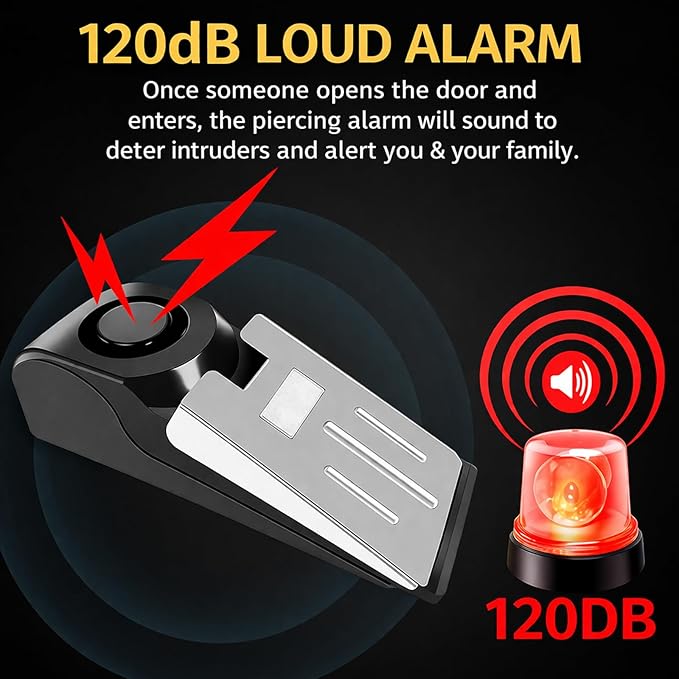 Portable Door Lock & Door Stop Alarm Set, Dual Protection Door Security Devices for Travel Hotel Apartment College Home, Safety Locks for Doors with 120dB Siren