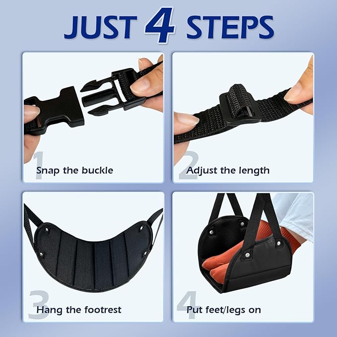 [2024 New Upgrade] 2-Pack Airplane Travel Footrest Hammock, Portable Foot Hammock Long Trip Essentials, Lightweight Airplane Foot Hanger Foot Rest for Air Travel