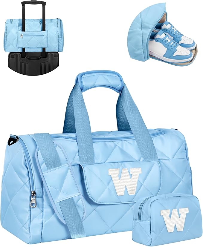 Elilier Gifts for Girls, Dance Bag with Letter, Personalized Gifts for Daughter, Granddaughter, Niece, Weekender Bag with Toiletry Bag, Girls Trip Gift Favors, Birthday Christmas Gift Idea