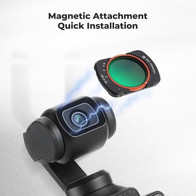 K&F CONCEPT Magnetic Variable ND2-32 Filter Compatible with DJI Osmo Pocket 3, K-Series 1-5 Limited Stops Adjustable ND Filter, Action Camera Accessories, Multi-Coated HD Optical Glass