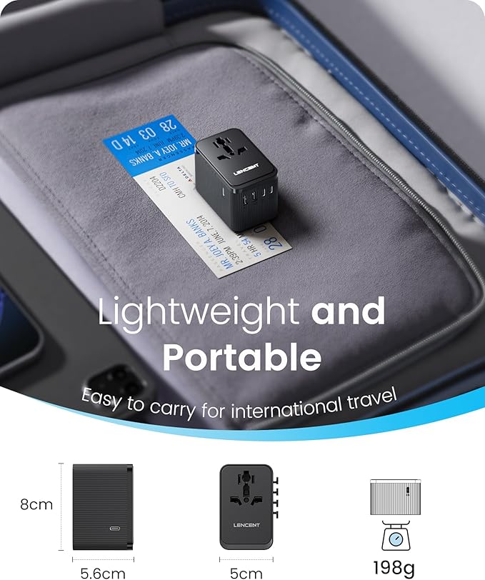 LENCENT 28W Universal Travel Adapter Kit, Type D/G/C/I/A International Adaptor with 3 USB C 2 USB A, Worldwide Charger for Europe UK Maldives Sri Lanka India Nepal Ghana Zimbabwe Tanzania Nigeria
