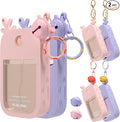 Sonnorel 2 Pack Elk Silicone Case Compatible with Touchland Hand Sanitizer Spray (Fit for 1 FL OZ/30 mL Ver), Portable keychain, Small Bell, Cute Deer Antlers (Pink,Purple)