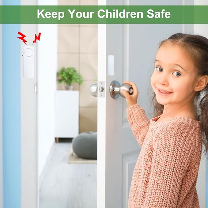 Door Window Alarm, 90dB Door Alarms Sensor for Kids Safety, Home Security, Door Window Burglar Alarm, Window Pool Alarms for Home, Apartments, Offices, Hotel Rooms (8pack)
