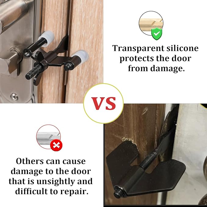 Portable Door Lock Upgraded Stoppers, Hotel Doors Locks for Travelers Safety Locker Jammer Security Devices from Rooms Inside Travel Home Apartment Bedrooms Essentials Reinforcement for Women