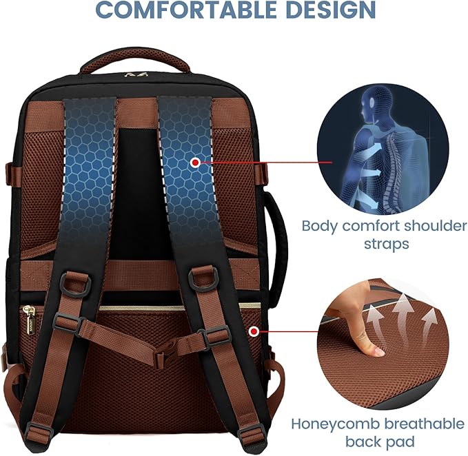 LOVEVOOK Travel Backpack For Women,40L Carry On Backpack Flight Approved,TSA Personal Item Travel Bag Fits 17 Inch Laptop,Business Weekender Overnight Daypack with Toiletry Bag and Cubes