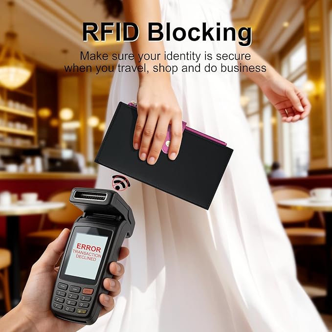 Travelambo Leather Wallets for Women Slim RFID Blocking Bifold Credit Card Holder Wallet