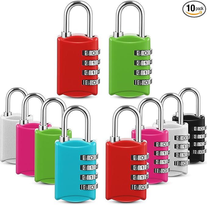 Moxweyeni 10 Pcs Digit Combinations Padlock Safe Cipher Lock Mini Combination Resettable Number for Suitcases Luggage Briefcases Computer Bags(Trendy Style,Fresh Color)