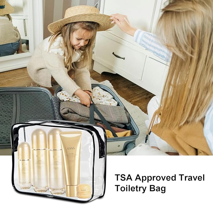 2-Pack Clear TSA Approved Toiletry Bag, Quart Size Travel Organizer, Water Resistant, Travel Cosmetic & Makeup Bags, Carry-On Airport Compliant Bag
