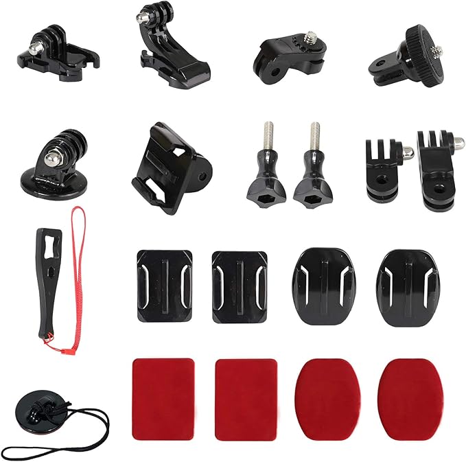 Universal Action Camera Accessory Kit for GoPro Hero 13 12 11 10 9 8 Go pro Max 2 Insta360 X5/X4/X3 DJI OSMO Action 6 5 Pro Pocket 4 3 360 Cam, Motorcycle Helmet Base Adhesive Tripod Adapter Mount