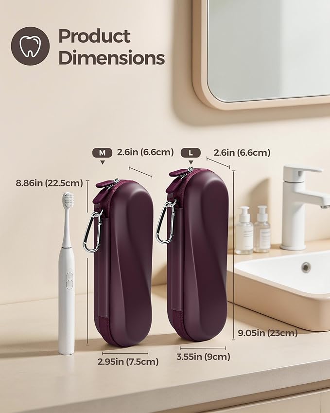 ProCase Electric Toothbrush Travel Case for Oral-B 1000/1500/5000/6000/7000/7500/9600 & iO 7/8/9/10, Philips Sonicare 1100/4100/5100/5300/6100, Water-Resistant Hard Case -L,Plum