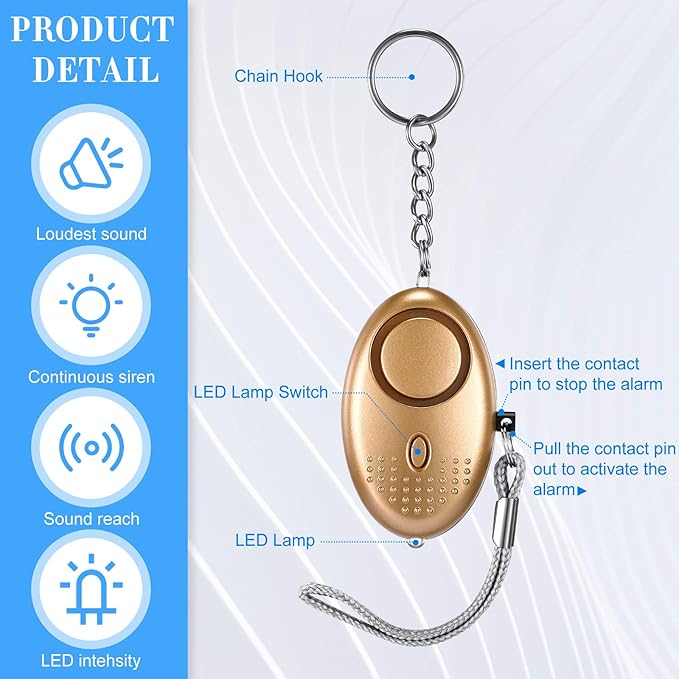 Konohan 12-Piece Personal Alarm Set, Emergency LED Light Keychain Alarms in 6 Colors for Women & Men