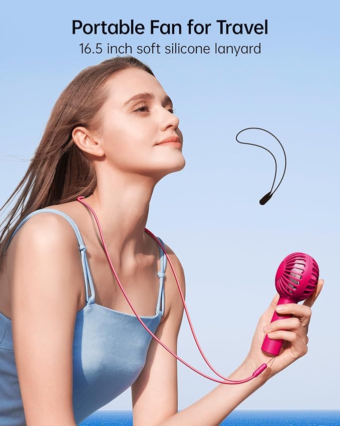 SWEETFULL Mini Portable Fan - Rechargeable Handheld Fan, 3 Speeds Personal Small Hand Gifts for Travel Essentials, Lash, Makeup, Eyelash, Kids, Girls, Women - USB, Cute Design red