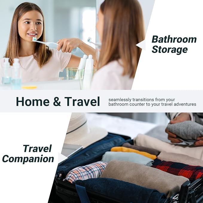Nincha Compact Electric Toothbrush Travel Case, EVA Protective Storage Bag for Philips Sonicare/Oral-B, Waterproof Portable Carrying Case with Mesh Pocket & Elastic Bands (Smoky Pink)