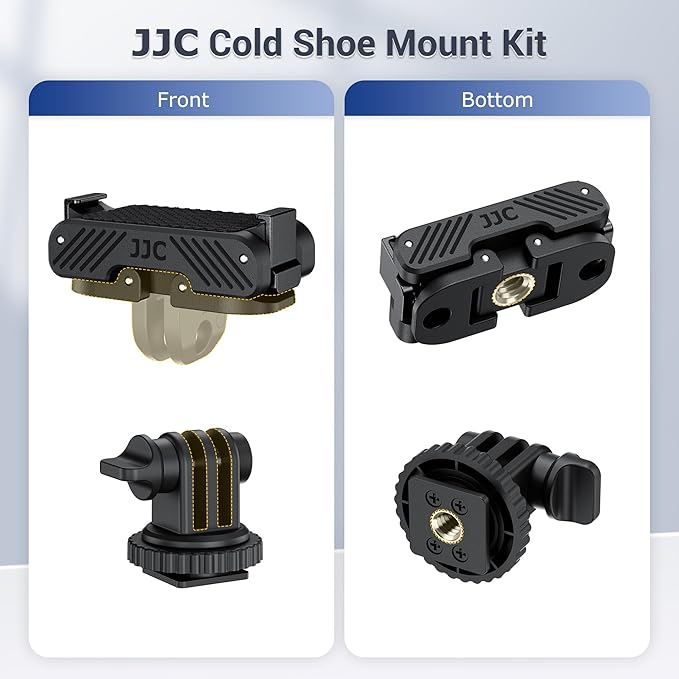 JJC Osmo Action 5 Cold Shoe Adapter Mount for DJI Osmo 360 Action 5 Pro 4 3 Accessories, 180° Angle Adjustable, Detachable Camera Monitor Mount w. 1/4 Screw Hole, Magnetic Quick Release Tripod Adapter