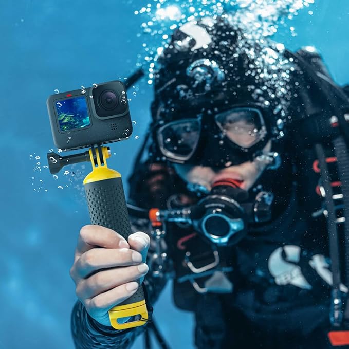 Floating Handle Grip Floaty Stick Waterproof Handler Accessory Compatible with GoPro Hero 13, 12, 11, 10, 9, 8, 7, 6, 5, 4, Session, 3+, 3, Hero(2018), Max, DJI Osmo Action Cameras (Yellow)