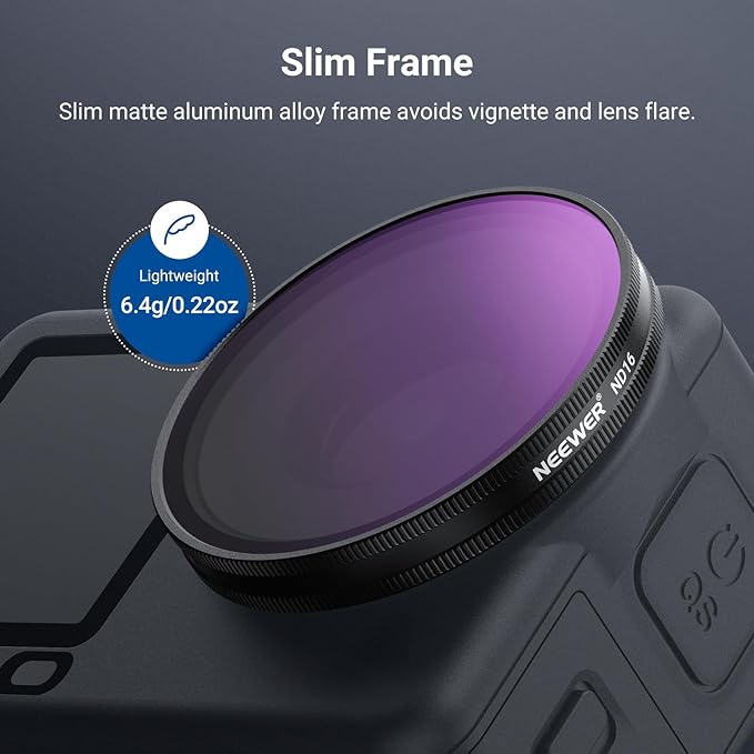 NEEWER CPL ND Filter Set Compatible with DJI Osmo Action 6 Only, Snap On 4 Pack ND8/16/32 Adjustable Circular Polarizing Lens Filters Multicoated Action Camera Photography Accessories with Lens Cap