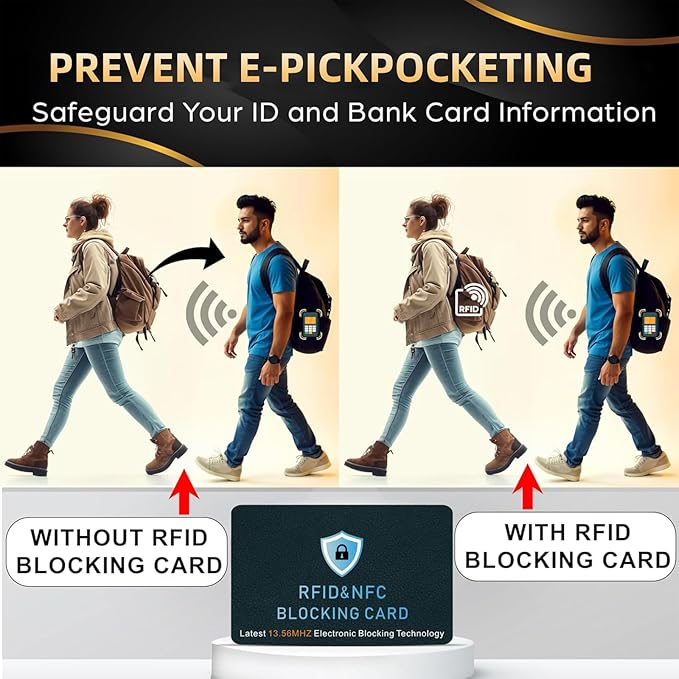 RFID Blocking Card, Credit Card Protector, Protects entire wallet, RFID/NFC Contactless Bank Card Protector, ID ATM Guard Card Blocker, with usb data blocker, 5-Pack