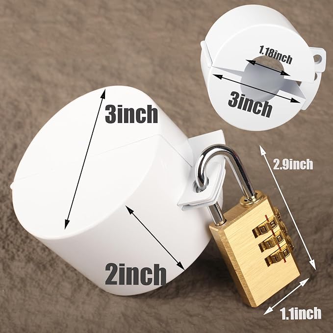 Door Knob with Lock,Without Drilling,Dementia Door Handle Lock，from Outside Prevents Turning of Door Knob and Access to Keyhole,for Apartment Evictions，Childproof (White with Padlock)