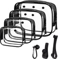 4 Pack Clear Toiletry Bags, Portable Travel Makeup Pouch with Zipper, TSA Approved Organizer, Clear Pouch Bags Compatible With Bogg Bag Divider Accessories (Bogg Clear Black, Pack of 8)
