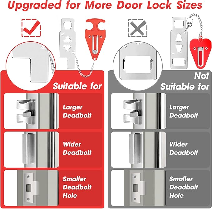 Portable Door Lock Home Security Door Locker for Additional Safety and Privacy 2 Pack AceMining Door Reinforcement Lock White Extra Door Lock with 8 Screws Prevents Unauthorized Entry Perfect for Trav