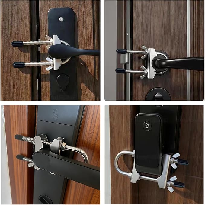 Portable Door Security Locks, Adjustable Heavy Duty Outward Opening Travel Stainless Steel Safety Device for Hotel Room, Home, Apartment