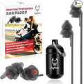 Motorcycle Earplugs with Detachable Cord 2 Pairs, Wind Noise Reduction Audible Hearing Protection, Comfy Reusable Ear Plugs for Moto, Racing, Motorbike, Motorsports, Touring, Riding, Shooting