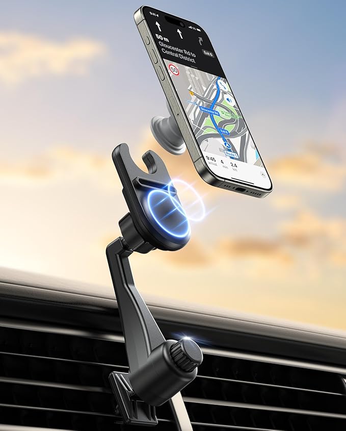 Universal Socket Car Vent Mount Works with PopSockets, Magnetic Socket Phone Holders for Car Air Vent, Hands Free Car Phone Mount Fits All Phones with Pop Grip Ring Holders - Black