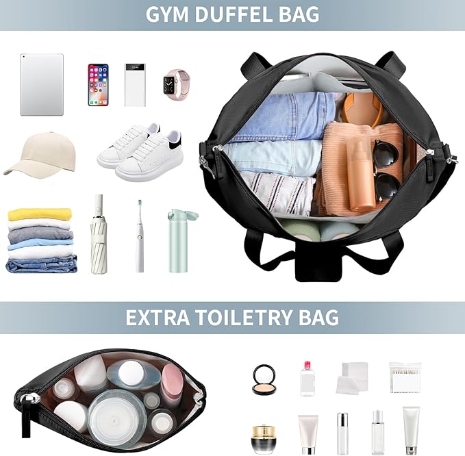 ETRONIK Gym Bag for Women, Personal Item Travel Bag with Shoes Compartment, Weekender Overnight Duffel Bag with Wet Pocket, Carry On Bag for Women, Travel, Gym, Weekend
