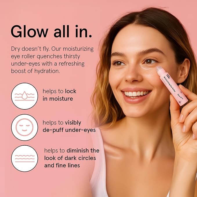 grace & stella Under Eye Brightener with Rose Quartz Rollerball - Centella Asiatica & Caffeine Under Eye Serum for Dark Circles & Puffiness - Travel Essentials, Birthday Gifts for Mom (15ml/0.51floz)