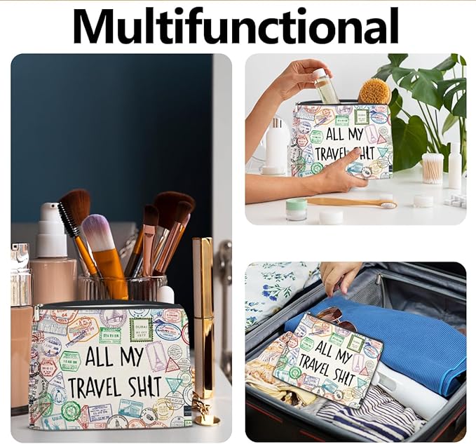 LyoGao Funny Travel Gifts for Women Makeup Bag, Travel Essentials Cosmetic Bag Toiletry Bags Gift for Travelers Girls Trip